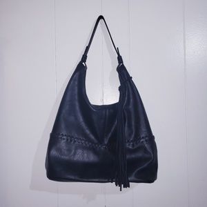 Faux Leather Black Hobo Bag